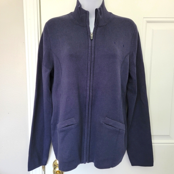 American Airlines x Lands End Women’s Heavy Weight Cardigan Aviation Blue Medium - Picture 1 of 10